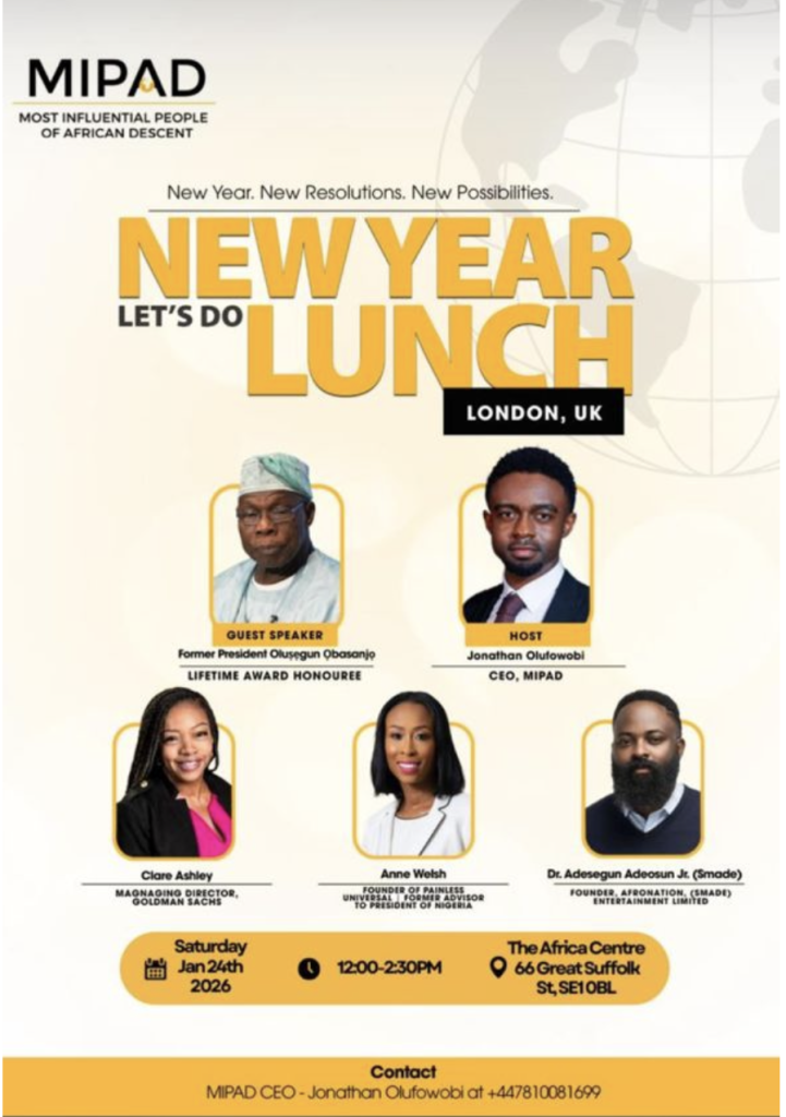 Former President of Nigeria, Obasanjo to Receive Lifetime Achievement Award at MIPAD 2026 New Year Lunch in the UK